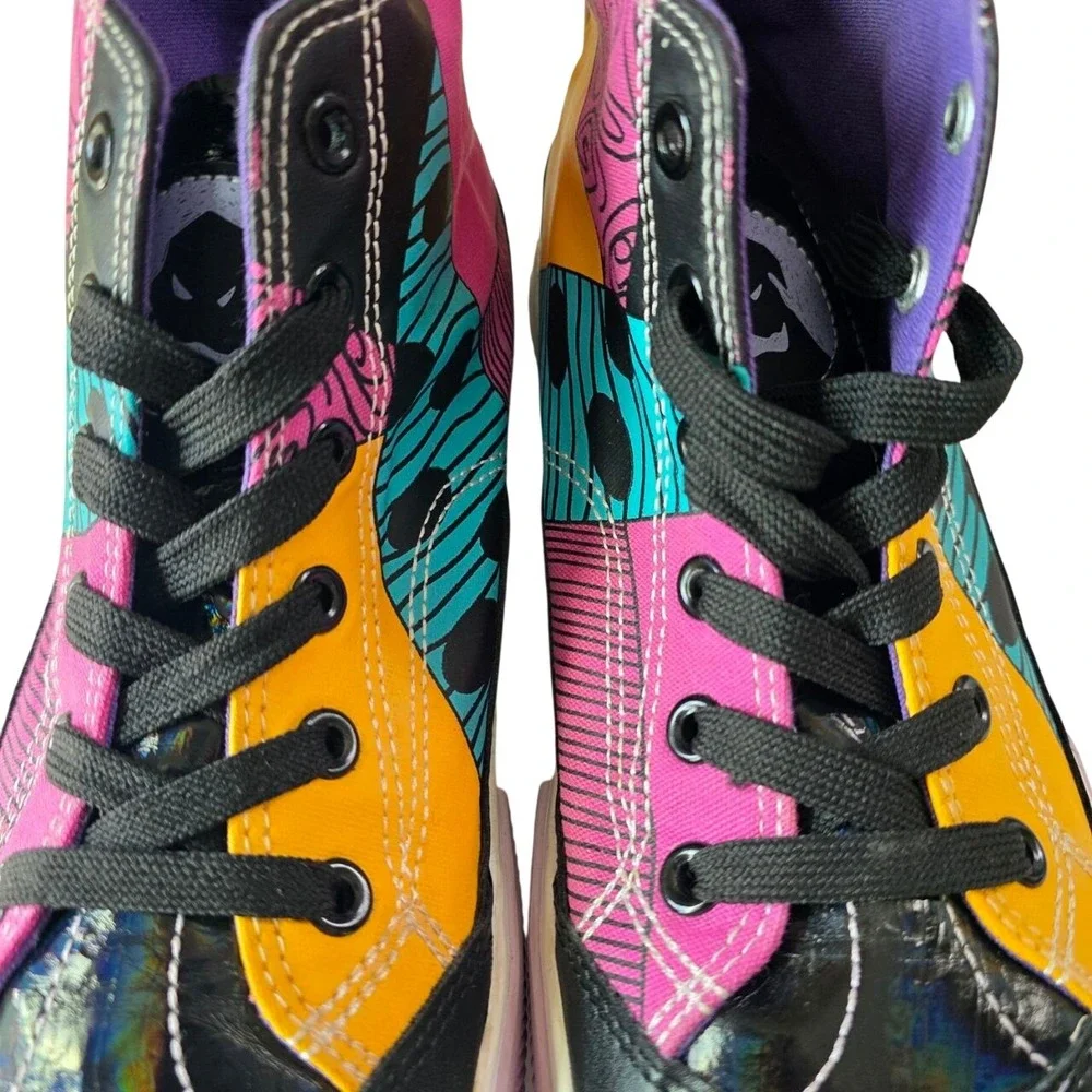 Disney Nightmare Before Christmas Jack Sally Patchwork High Top Sneakers Size 7